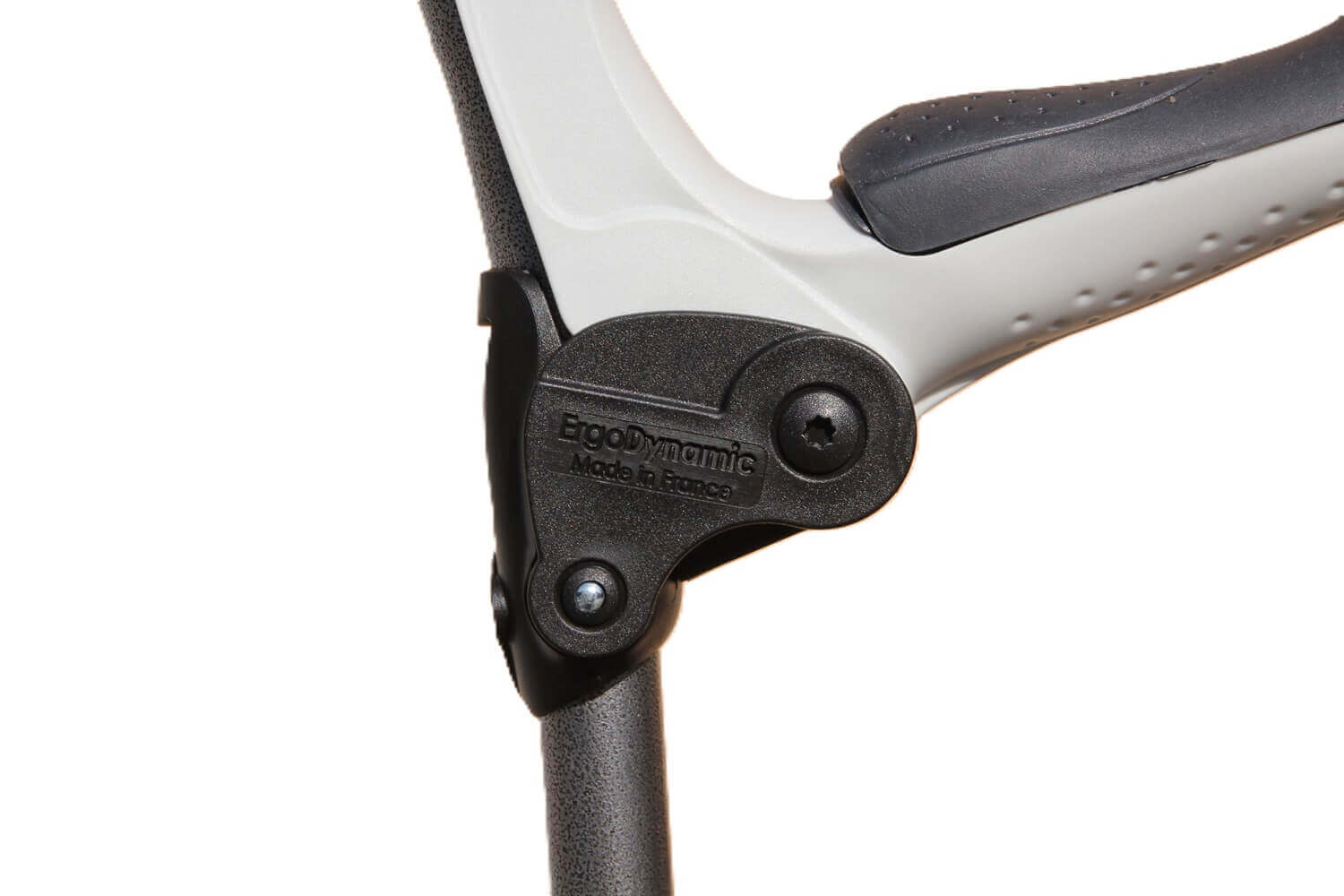 Unterarmgehstütze Ergodynamic mit Stoßdämpfung ergonomisch – Detailansicht Stoßdämpfer und ergonomischer Griff