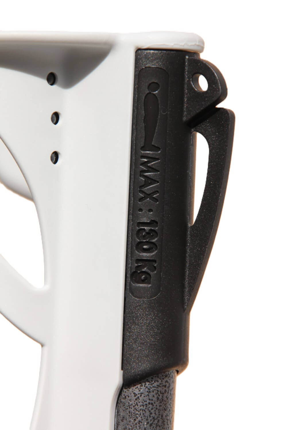 Detail der Unterarmgehstütze Ergodynamic mit Stoßdämpfung ergonomisch, Griffbereich mit Belastungsangabe bis 180 kg