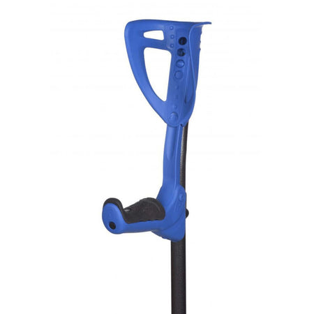 Unterarmgehstütze ergonomisch ERGOTECH mit klappbarem Griff, blau, Detailansicht des ergonomischen Griffs
