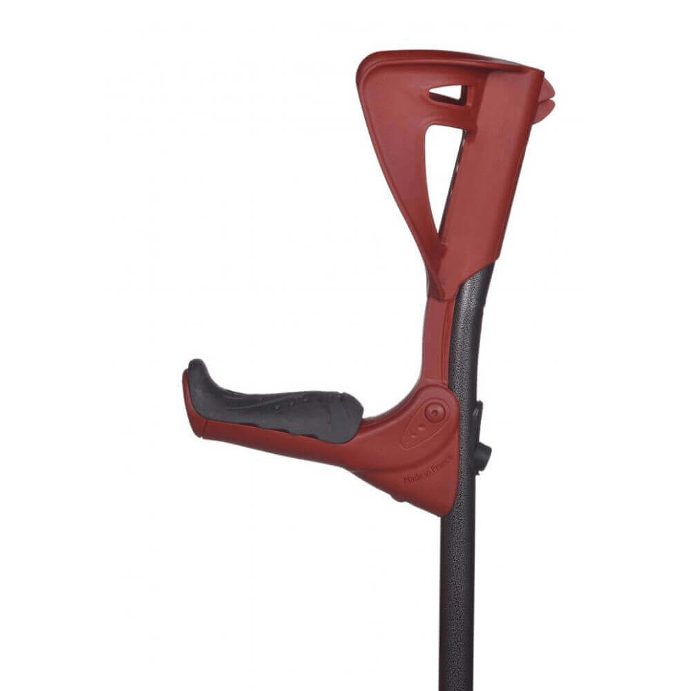 Unterarmgehstütze ergonomisch ERGOTECH mit klappbarem Griff, ergonomischer Unterarmmanschette und rutschfestem Griff in Rot