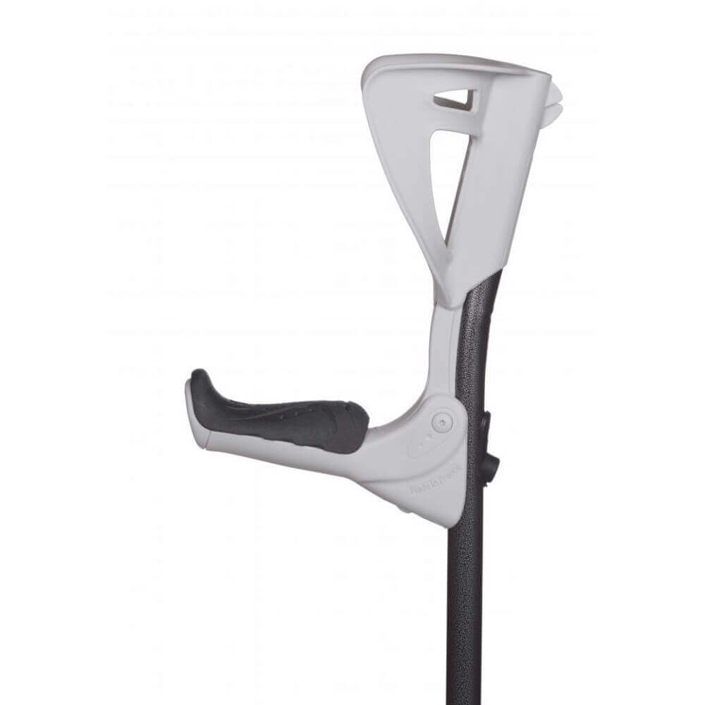 Unterarmgehstütze ergonomisch ERGOTECH mit klappbarem Griff, höhenverstellbarer Unterarmmanschette, grau-schwarz