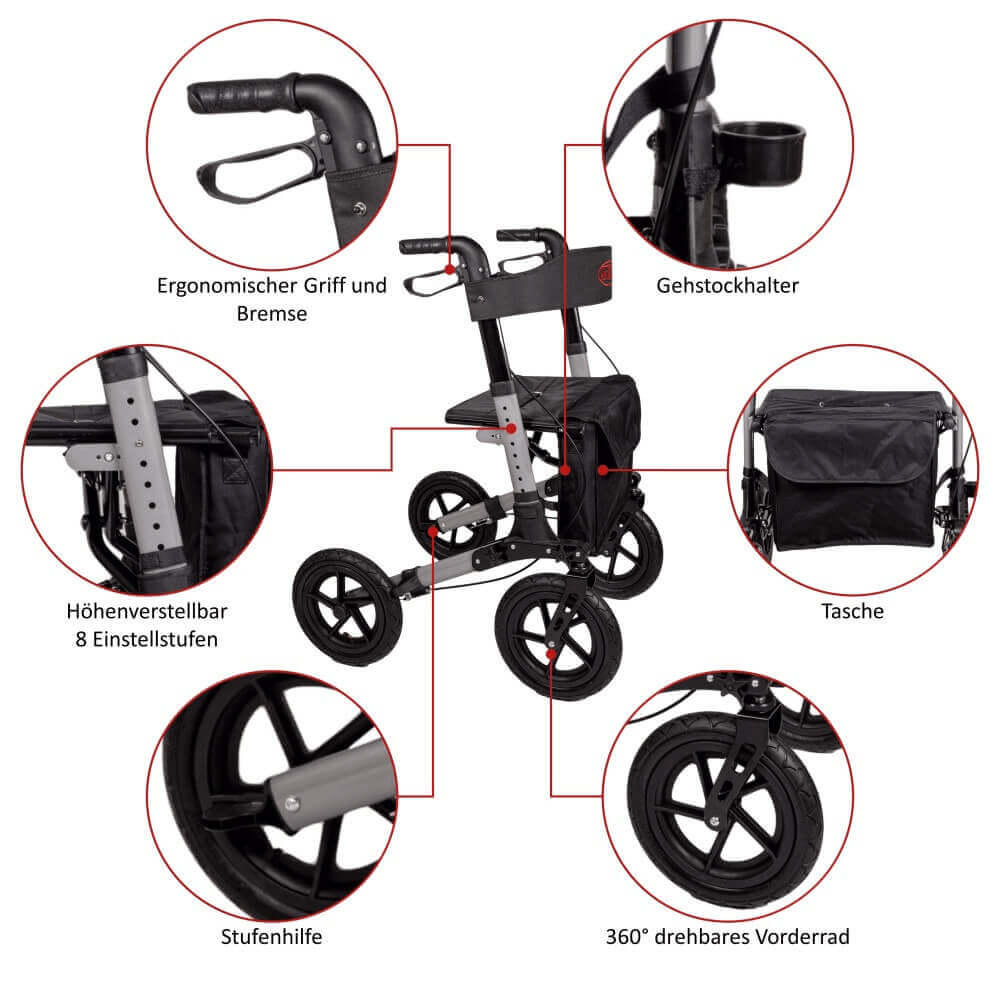 Ersatzteil AT51036 Gehstockhalter für luftbereiften Reise-Rollator – Zubehörhalter am Rollatorrahmen