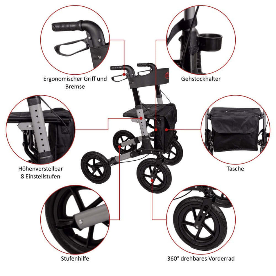 Ersatzteil AT51036 Gehstockhalter für luftbereiften Reise-Rollator – Zubehörhalter am Rollatorrahmen