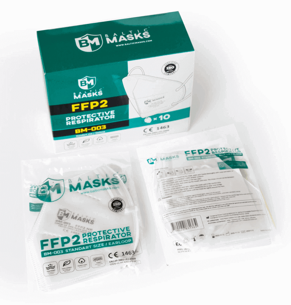 FFP2 Maske 10 Stück Baltic Masks BM-003 CE 1463 – Schutzmasken Set mit 5-lagigem Filter, sicherer Sitz und hoher Komfort
