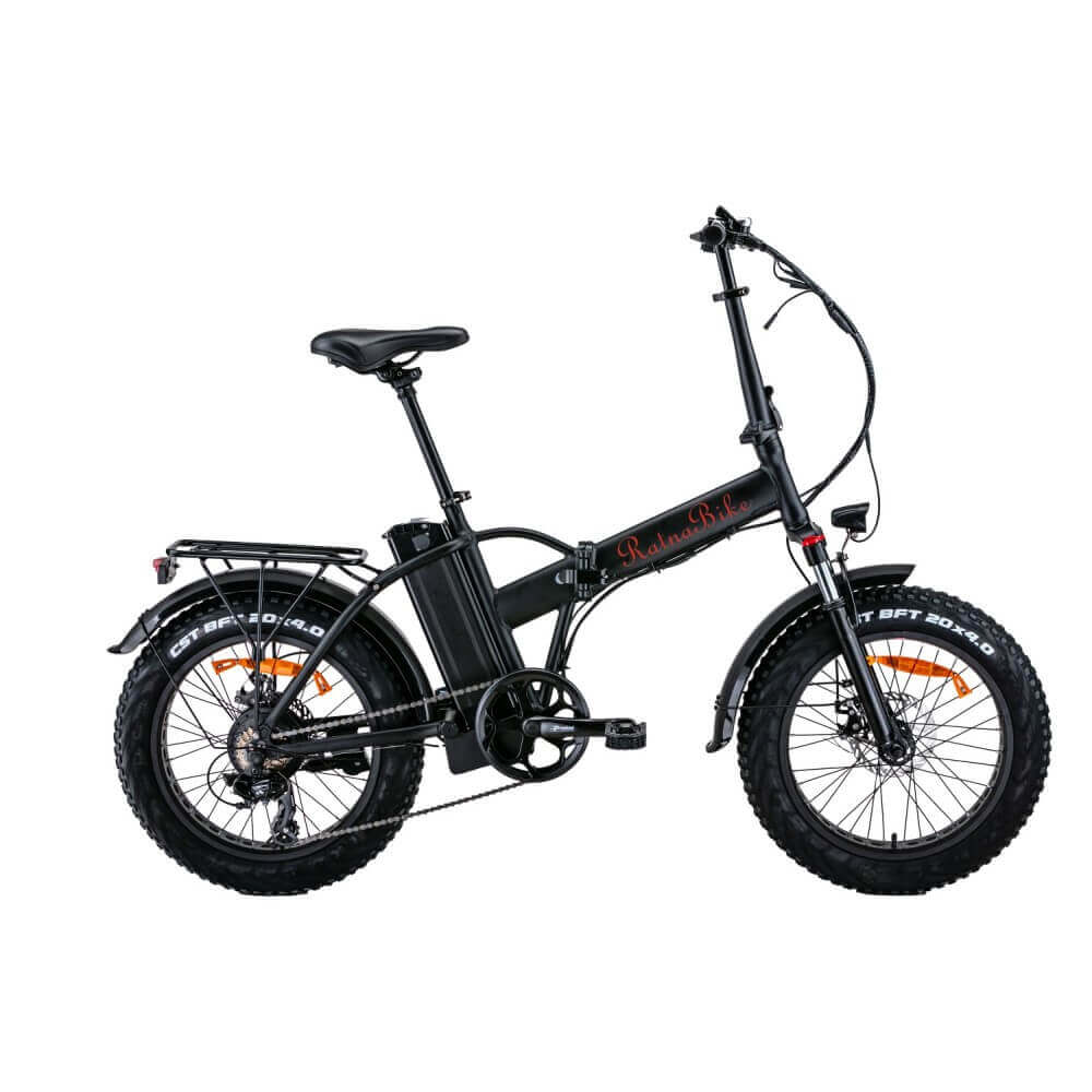 faltbares E-Bike RSIII 20 Zoll von Ratna Bike, schwarzes Elektro-Faltrad mit breiten Reifen, ideal für Pendler und Stadt