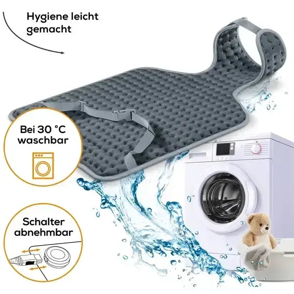 Heizkissen Rücken Nacken ergonomisch mit 3 Wärmestufen, bei 30°C waschbar, abnehmbarer Schalter, für Rücken- und Nackenwärme