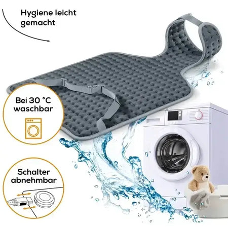 Heizkissen Rücken Nacken ergonomisch mit 3 Wärmestufen, bei 30°C waschbar, abnehmbarer Schalter, für Rücken- und Nackenwärme