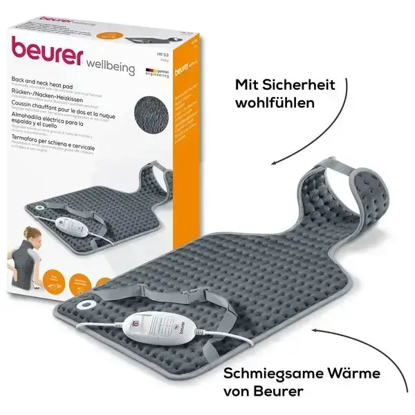 Heizkissen Rücken Nacken von Beurer, ergonomisches Heizkissen mit 3 Wärmestufen für Nacken-, Schulter- und Rückenwärme