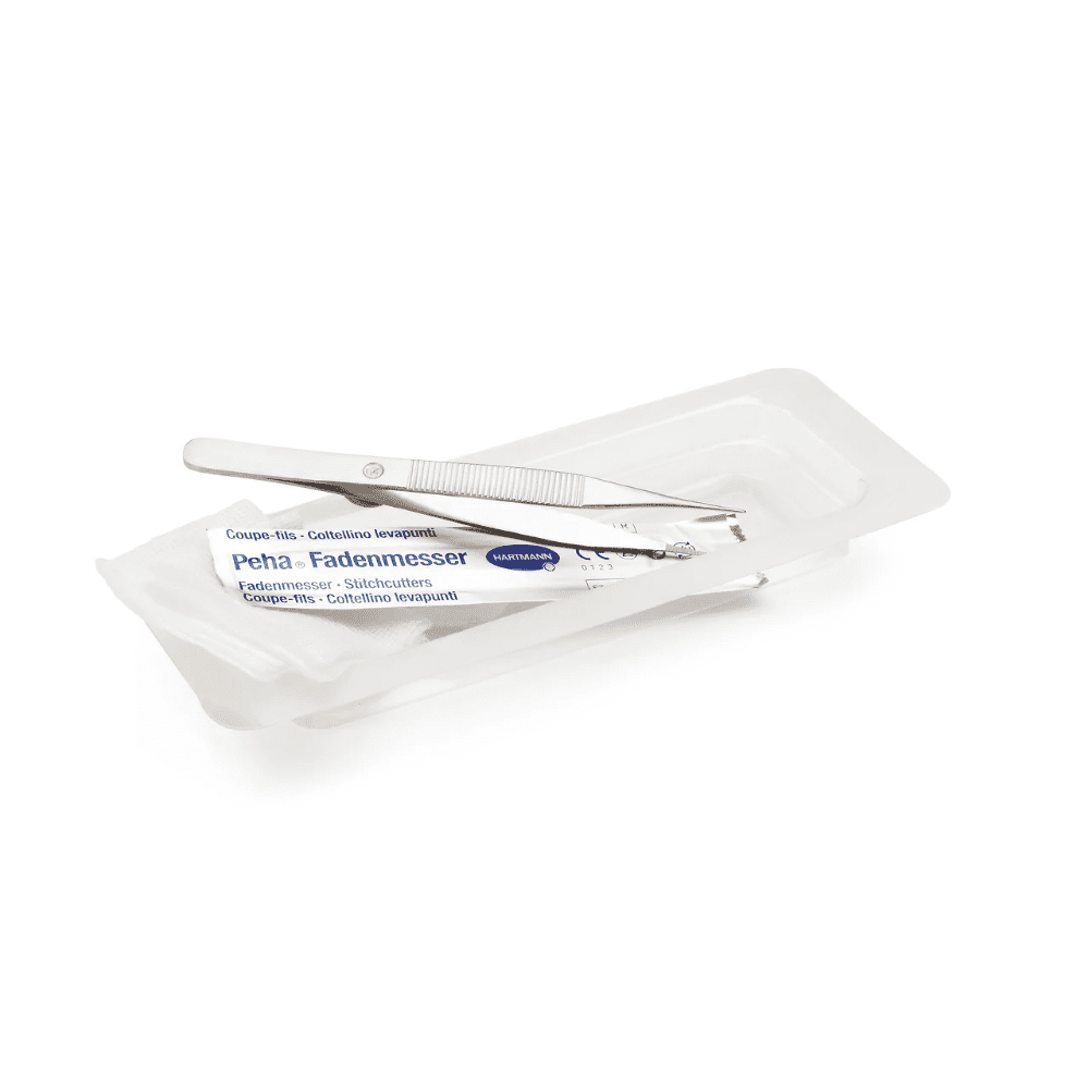 Hartmann MediSet Fadenzug Set Micro steril – Fadenzieh-Set zur Nahtentfernung mit Pinzette und Fadenmesser im sterilen Tray