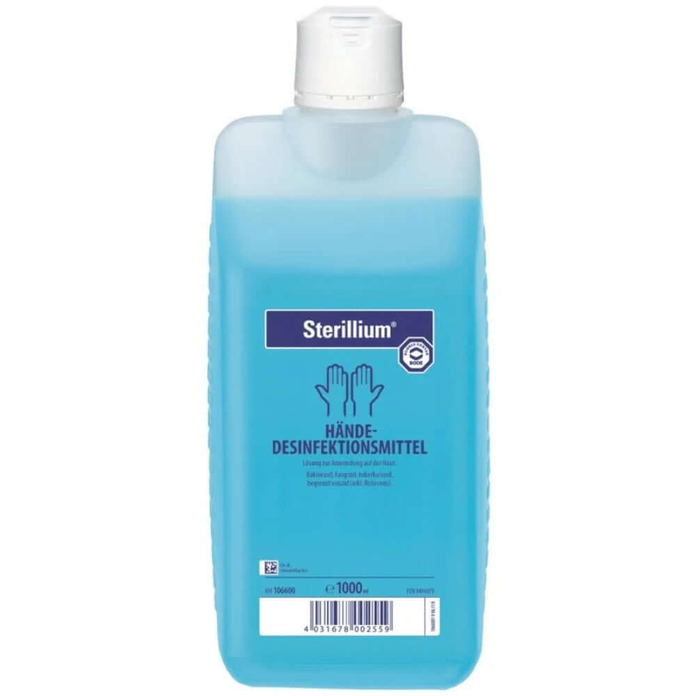 Händedesinfektionsmittel Sterillium® 1000 ml – alkoholische, hautfreundliche Händedesinfektion in blauer Flasche