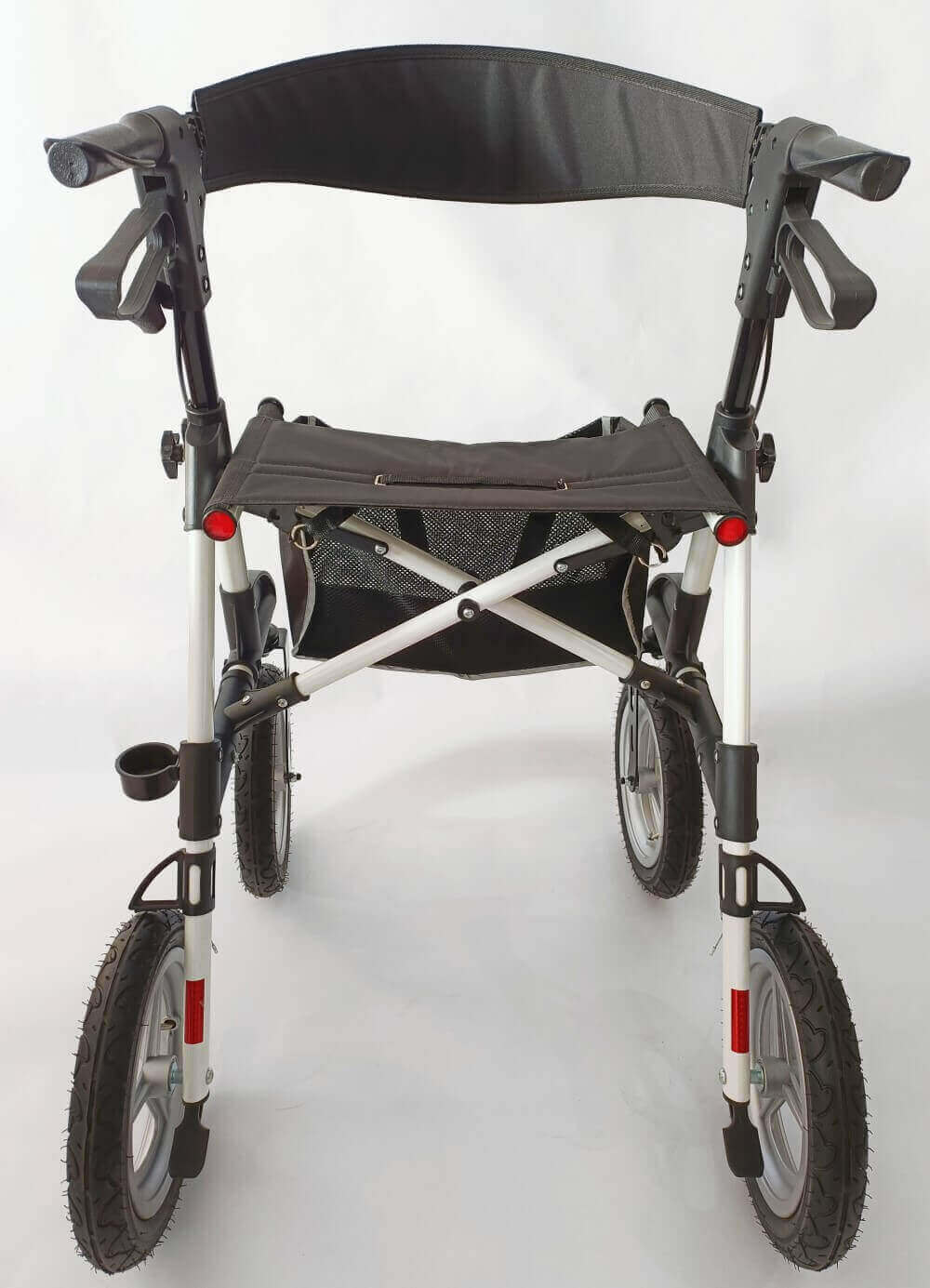 Outdoor Rollator Luftreifen AT51031 faltbar aus Aluminium, Gelände-Rollator bis 136 kg mit Sitz und Tasche