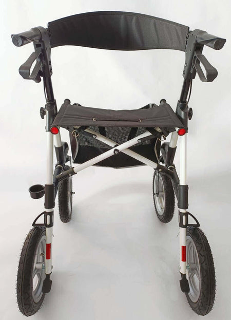 Outdoor Rollator Luftreifen AT51031 faltbar aus Aluminium, Gelände-Rollator bis 136 kg mit Sitz und Tasche