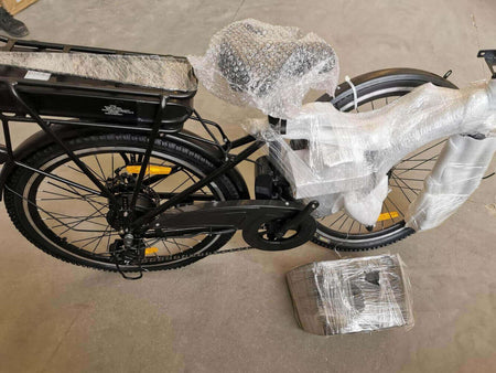 E-Bike Damen 26 Zoll ZF10 Urban Bike B-Ware Angebot, Damenrad mit Gepäckträger, teilmontiert und transportsicher verpackt