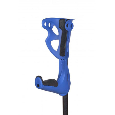 Unterarmgehstütze Opti-Comfort blau, ergonomischer Griff, stoßdämpfende rutschfeste Krückenkapsel, leise & sicher