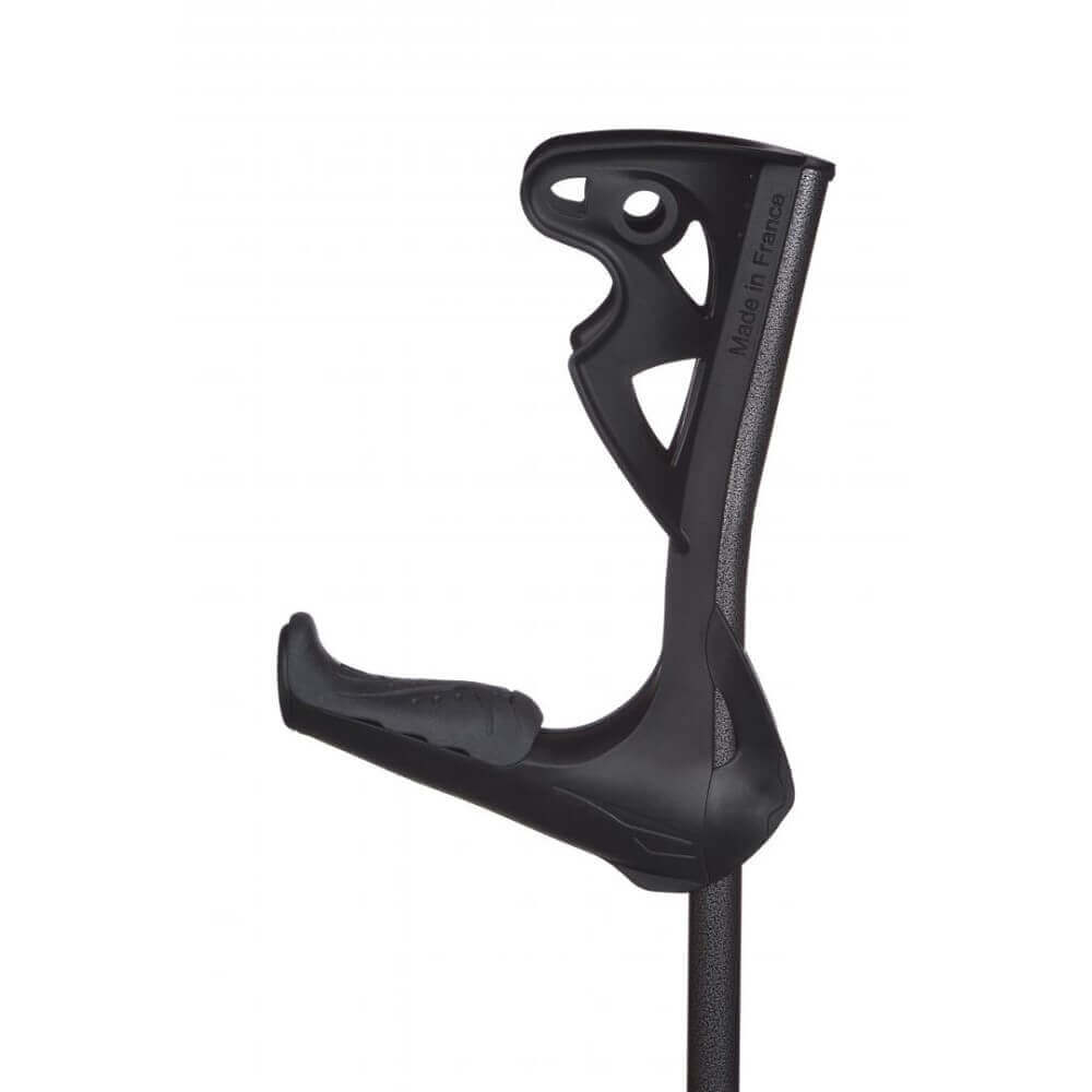 Unterarmgehstütze Opti-Comfort in Schwarz mit ergonomischem Griff und stoßdämpfender, rutschfester Krückenkapsel