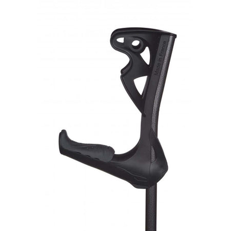 Unterarmgehstütze Opti-Comfort in Schwarz mit ergonomischem Griff und stoßdämpfender, rutschfester Krückenkapsel