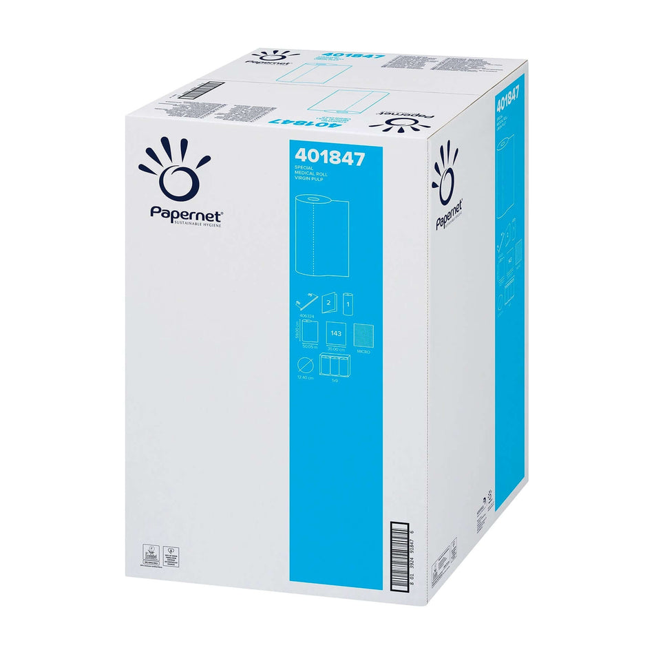 liegenabdeckung ärzterolle 2-lagig Papernet 401847 – 9 Rollen Zellstoff, 59 cm x 50 m, hygienische Liegenabdeckung
