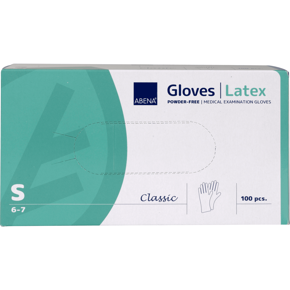 latex handschuhe puderfrei Einweghandschuhe aus Natur-Latex, ABENA Gloves Classic, Größe S (6–7), 100 Stück