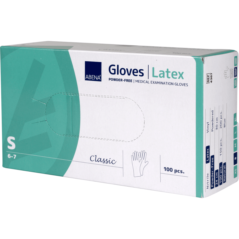 latex handschuhe puderfrei Einweghandschuhe natur, ABENA Gloves Latex puderfrei, Größe S 6-7, 100 Stück