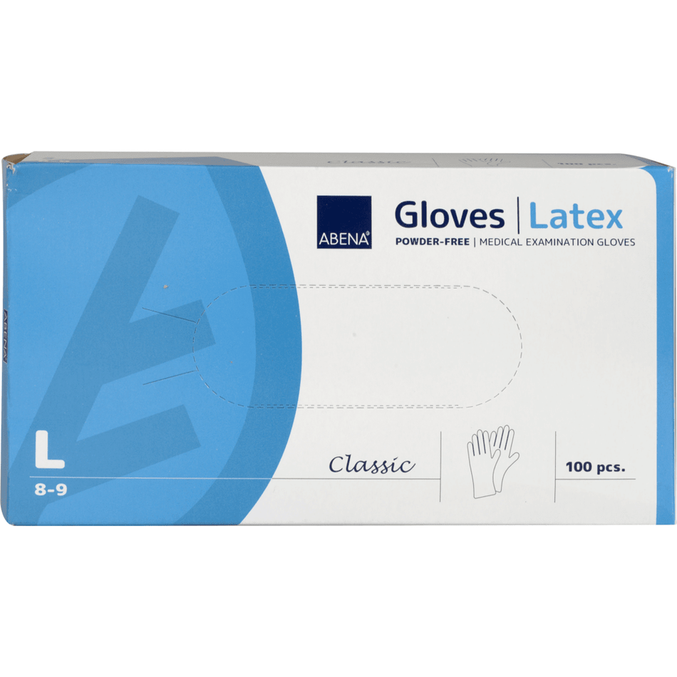 Latex Handschuhe puderfrei – ABENA Gloves Latex Classic Einweghandschuhe natur, Größe L 8-9, 100 Stück