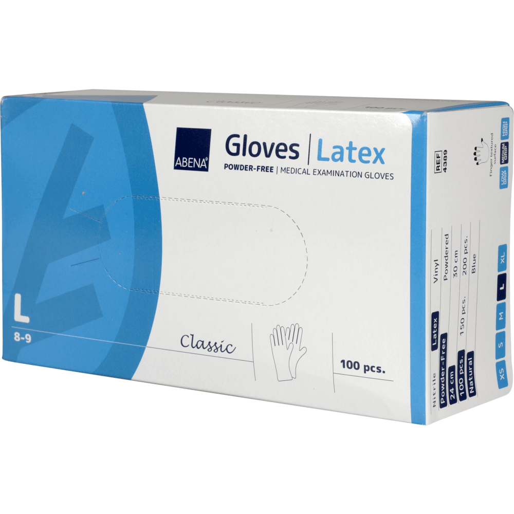 latex handschuhe puderfrei ABENA Gloves Latex Einweghandschuhe natur, Größe L 8-9, 100 Stück, medizinische Untersuchungshandschuhe