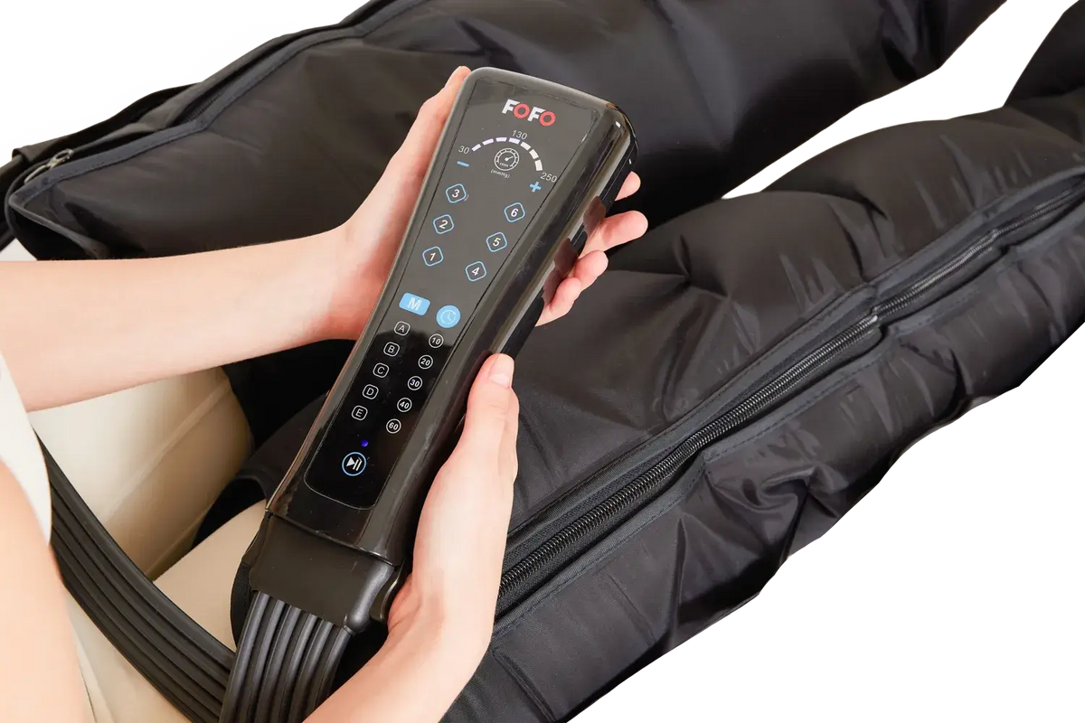Luftkompressionssystem LKS mit 6-Kammer-Manschetten und Handsteuergerät für Lymphdrainage, Massage, Regeneration und Durchblutung