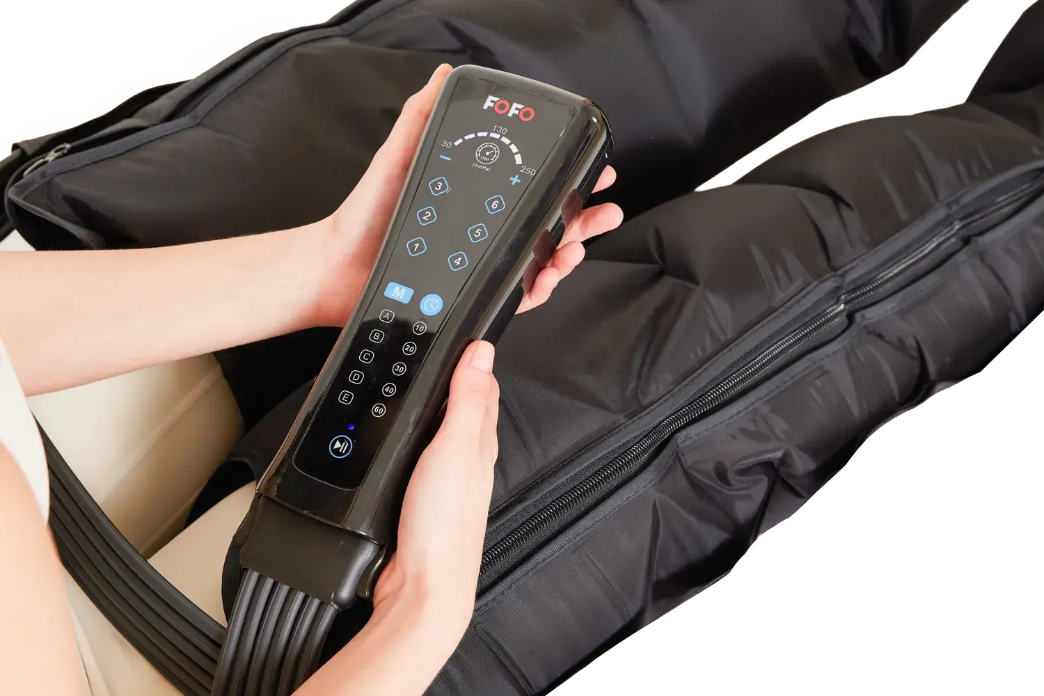 Luftkompressionssystem LKS mit 6-Kammer-Manschetten und Handsteuergerät für Lymphdrainage, Massage, Regeneration und Durchblutung