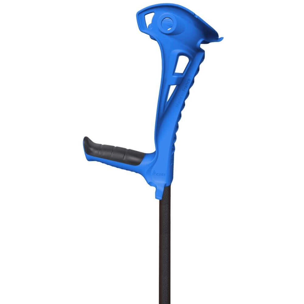 Unterarmgehstütze Safe Walk in Blau – stoßdämpfend, ergonomisch, höhenverstellbar, rutschfest mit Ball-Kapsel-System