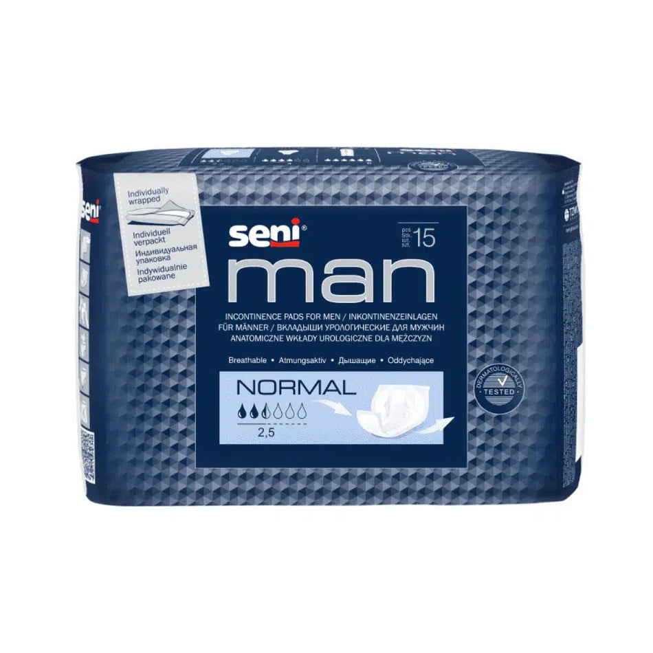 Seni Man Normal Inkontinenzeinlage für Männer | Packung (15 Stück)