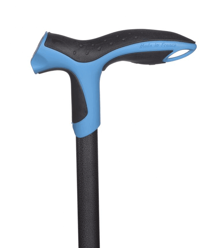 Gehstock mit anatomischem Griff, stoßdämpfender Soft Step, rutschfester ergonomischer Handgriff in Blau-Schwarz