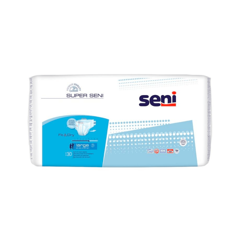 Inkontinenzhosen Super Seni Fit & Dry, Packung 30 Stück, Größe XS-XL, atmungsaktive Inkontinenzslip für mobile und bettlägerige Personen