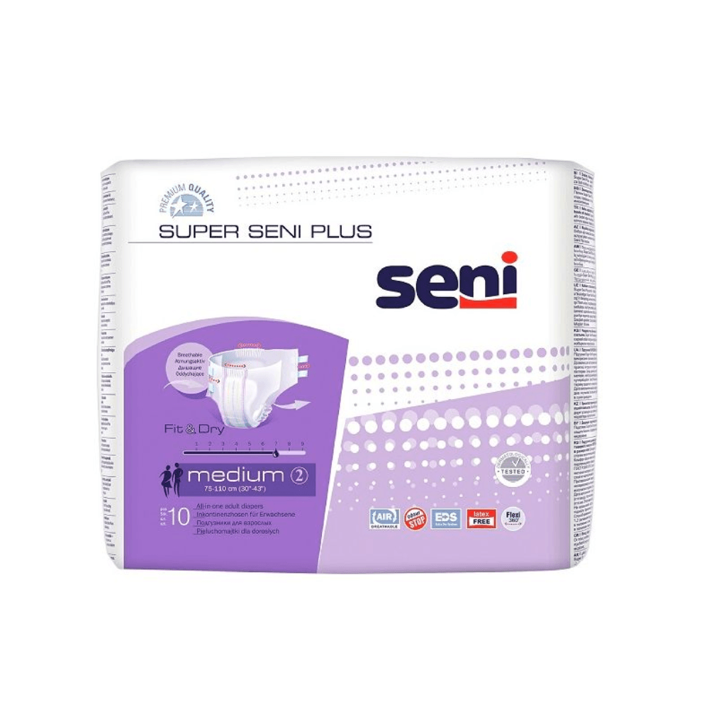 Alt Tag: Inkontinenzhosen Super Seni Plus medium Größe M, extra atmungsaktiv, Fit & Dry, Packung mit 10 Stück