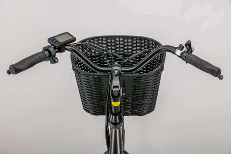Damen City E-Bike 26 Zoll ZF10 Lenker mit Display und Korb vorne, Detailansicht