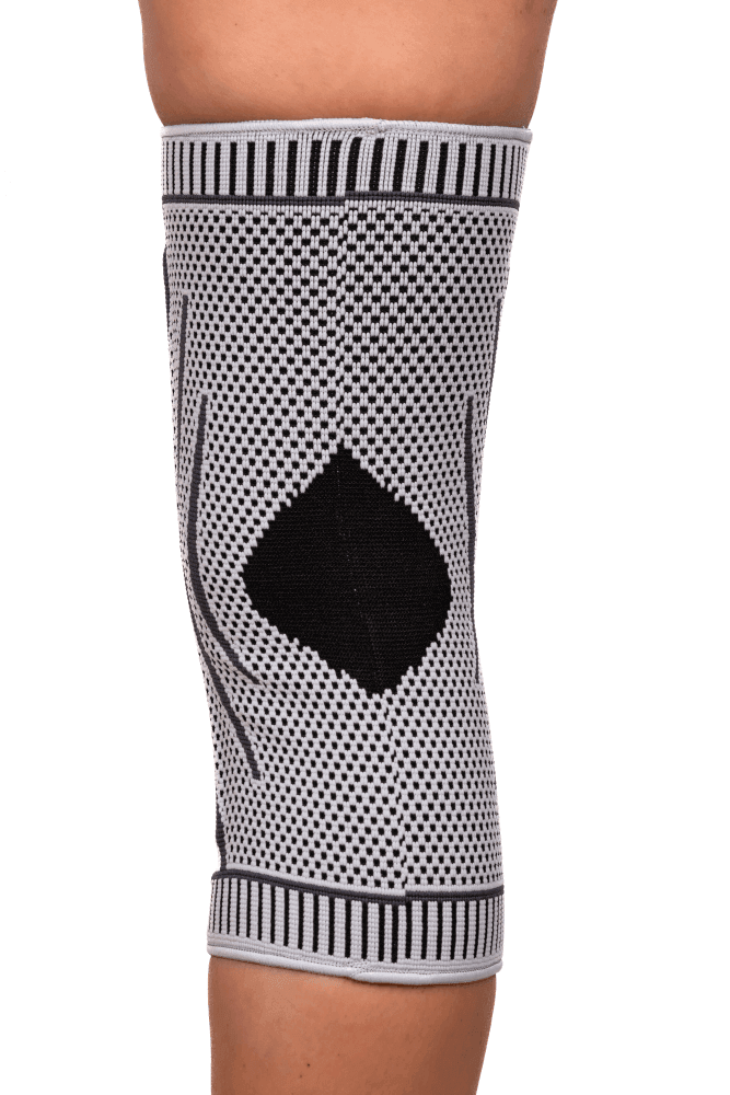 Knieorthese mit Spiralverstärkung zur Stabilisierung des Kniegelenks, Kompressionsbandage mit Patella-Zone am Bein
