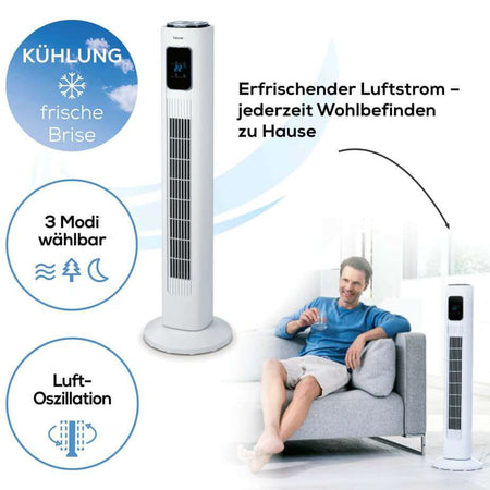Turmventilator LV 200 leise oszillierend mit Fernbedienung, 3 Modi und Timer – frische Brise für zuhause