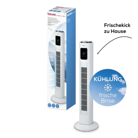 Turmventilator LV 200 von Beurer mit Fernbedienung, Timer, leise oszillierend, 3 Stufen und Modi – schlankes Standgerät