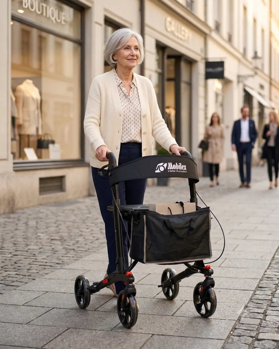 Leichtgewicht Rollator Black Panther Compact faltbar bis 150 kg