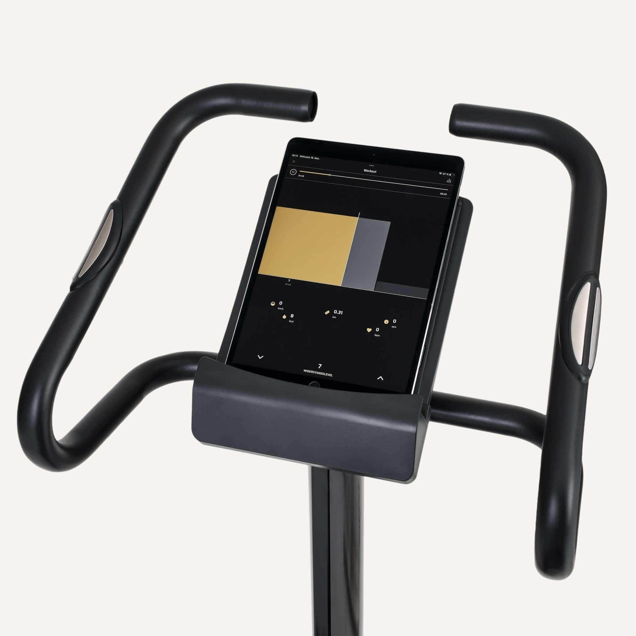 Heimtrainer App kompatibel – Tablet-Halterung am Lenker für App-Training und wattgesteuerte Workouts bis 225 W