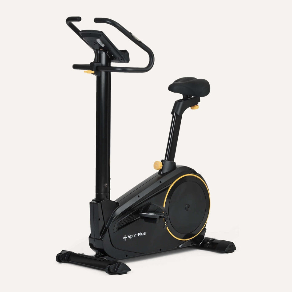 Heimtrainer App kompatibel – stabiler Indoor-Bike Heimtrainer mit Magnetwiderstand und Wattsteuerung bis 225 W, schwarzes Fitnessbike