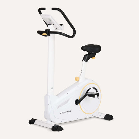 Heimtrainer App kompatibel – weißer Heimtrainer mit wattgesteuertem Magnetwiderstand bis 225 W, für strukturiertes Ausdauertraining