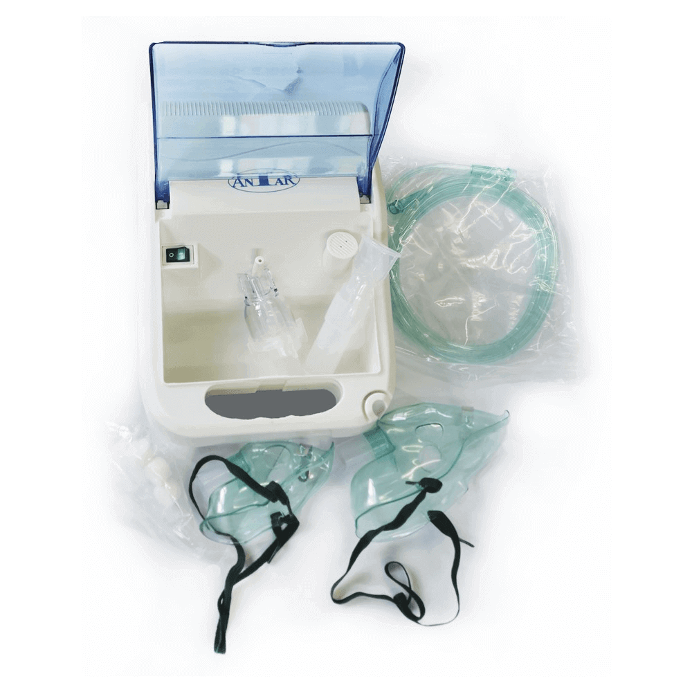 Inhalator Kompressor leise mit Vernebler, Maske und Schlauchset für Asthma, Bronchitis, Erkältung und COPD