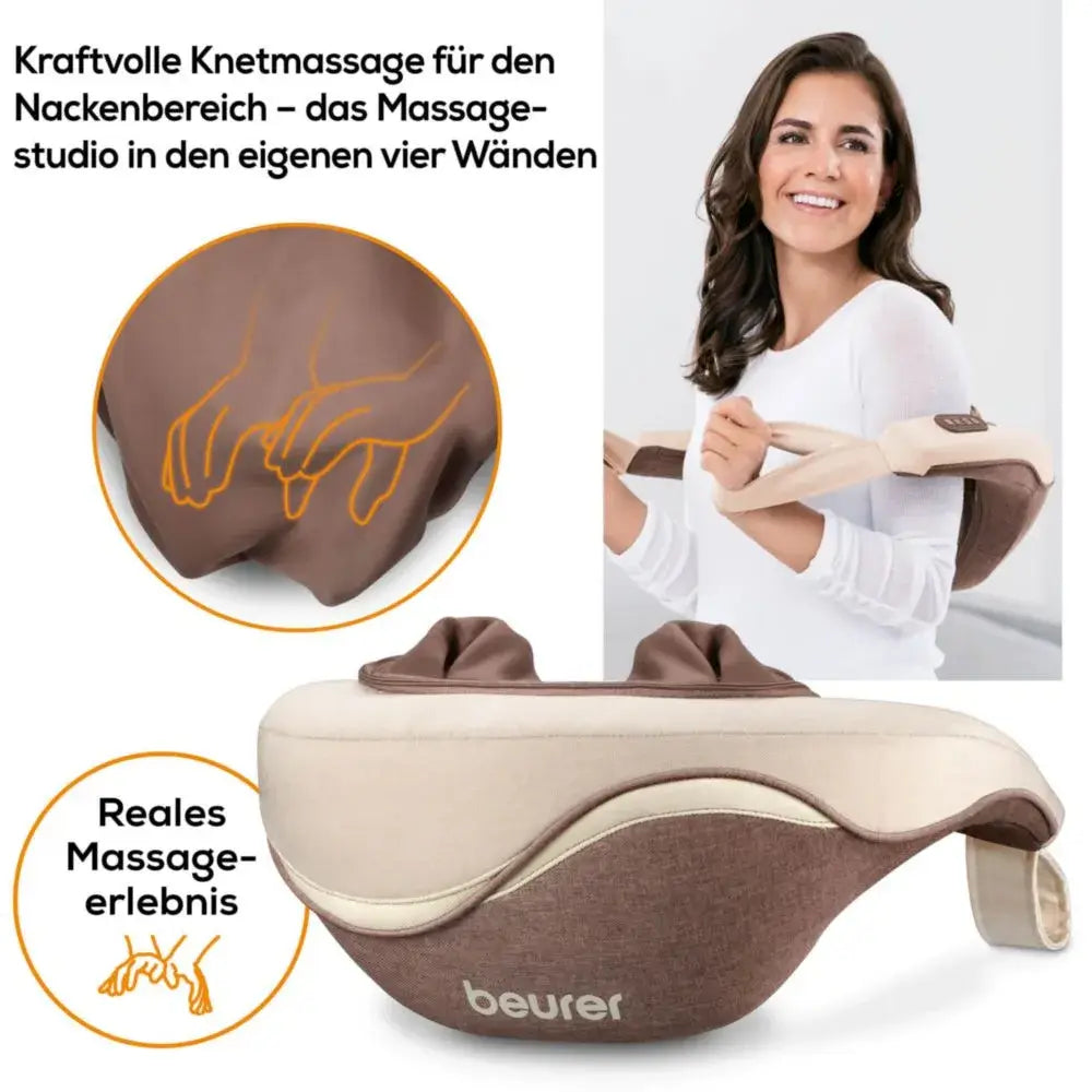 Nacken Massagegerät 4D mit Wärmefunktion, Knetmassage für Nacken und Schultern, ergonomisches Beurer Massagegerät für Entspannung