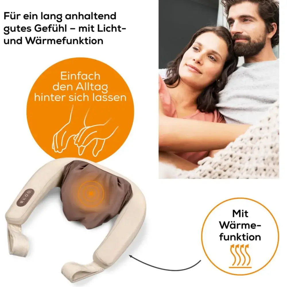 Nacken Massagegerät 4D mit Wärmefunktion – entspannende Schulter- und Nackenmassage für Wohlbefinden, Licht- und Wärmeanwendung