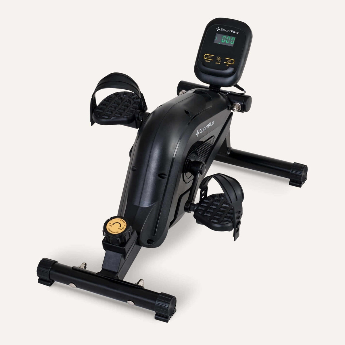 Alt Tag: Mini Heimtrainer Beintrainer mit App-Kompatibilität – kompakter Beintrainer mit Magnetbremssystem und Display fürs Training im Sitzen