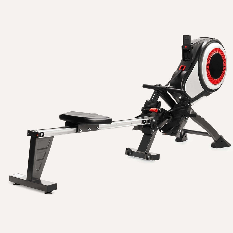 Rudergerät mit Luftwiderstand, klappbar, 8 Widerstandsstufen – kompaktes Heimtrainer-Rudergerät mit Turbinen-Luftwiderstand und Display