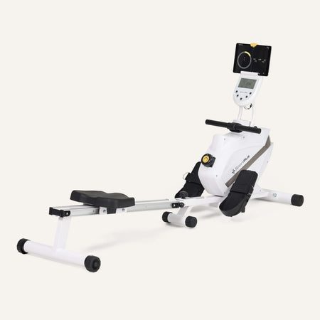 Magnetisches Rudergerät mit App-Kompatibilität & 8 Widerstandsstufen, klappbares Heimtrainer-Rudergerät mit Display und Tablet-Halterung