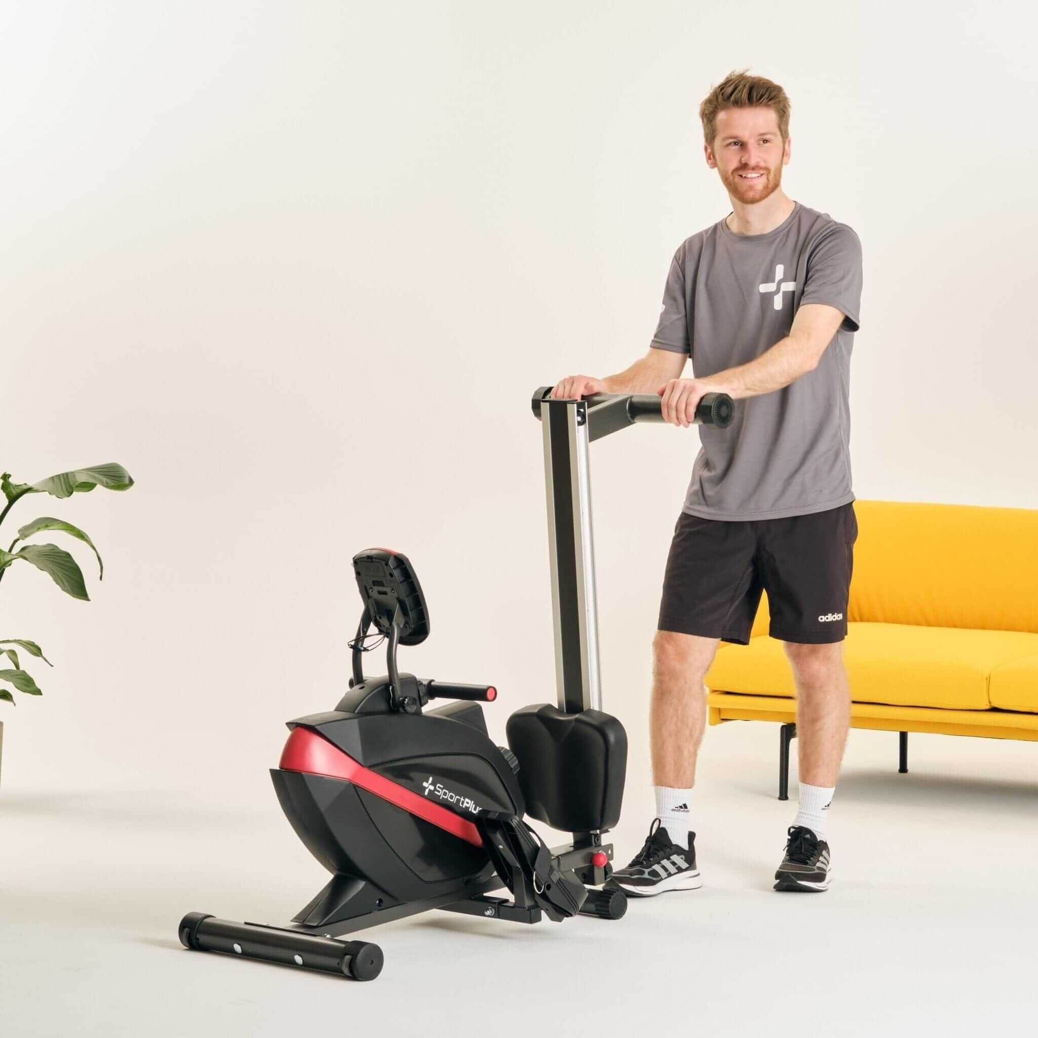 Rudergerät für zuhause mit 8 manuellen Widerstandsstufen – magnetisches klappbares Rudergerät mit Trainingscomputer für leises Ganzkörpertraining