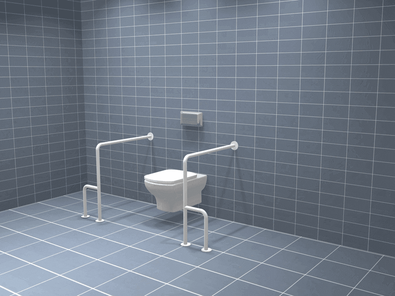 WC Haltegriff freistehend für Toilette und Bad, stabile Stützgriffe links und rechts am WC für sicheren Halt