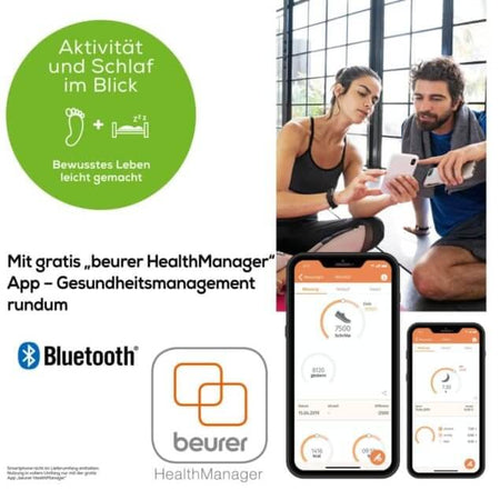 Fitness Aktivitätstracker mit Pulsmessung & Schlaftracking, Bluetooth und beurer HealthManager App – Aktivität und Schlaf im Blick