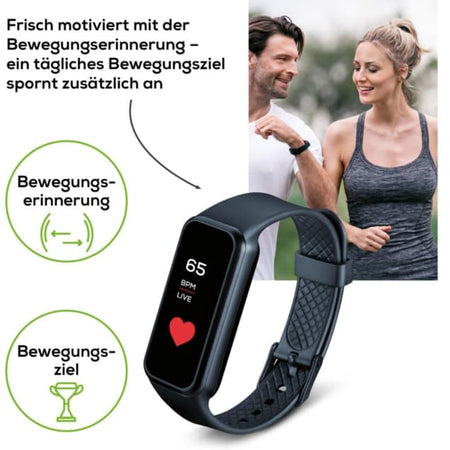 Fitness Aktivitätstracker mit Pulsmessung am Handgelenk, Bewegungsziel- und Bewegungserinnerung, Touchscreen, Sportmotivationsbild